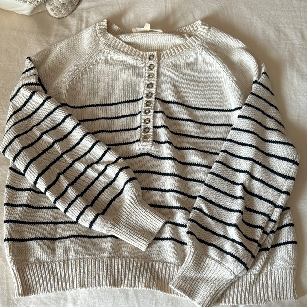 SEZANE LÉONTINE JUMPER ECRU/ NAVY SIZE XS